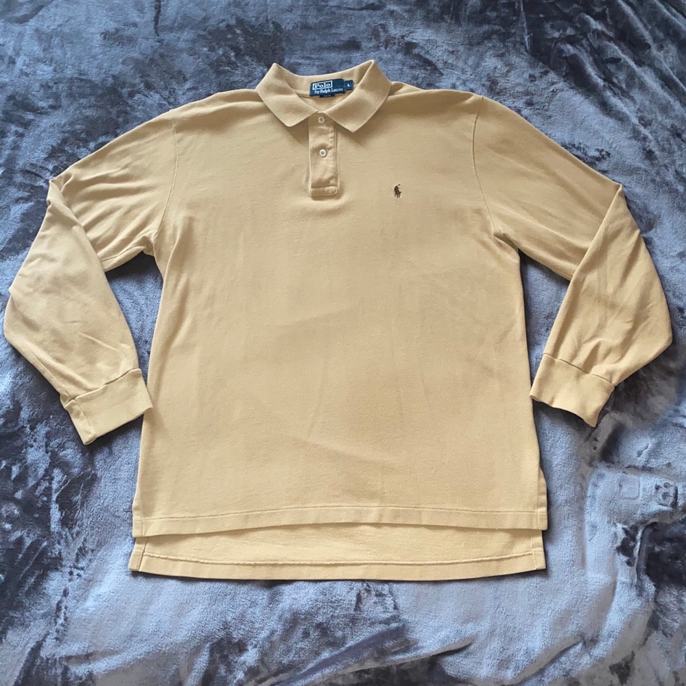 Men’s tan Polo Ralph Lauren long sleeve, Size L